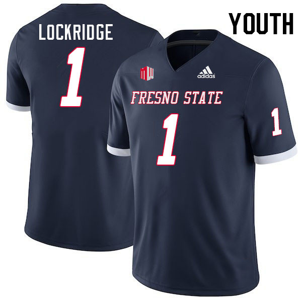 Youth #1 Cam Lockridge Fresno State Bulldogs College Football Jerseys Stitched-Navy